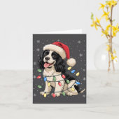 English Springer Spaniel Dog Christmas Tree Lights Kaart (Gele Bloem)