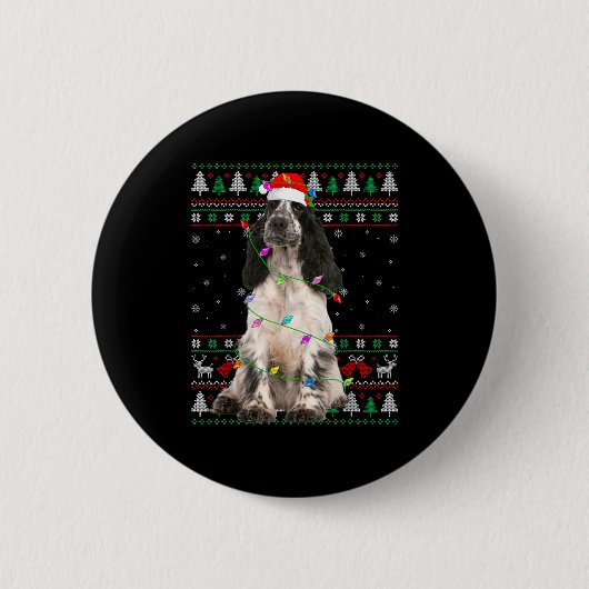 English Springer Spaniel Dog Christmas Ugly Sweate Ronde Button 5,7 Cm (Voorkant)