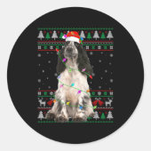 English Springer Spaniel Dog Christmas Ugly Sweate Ronde Sticker (Voorkant)