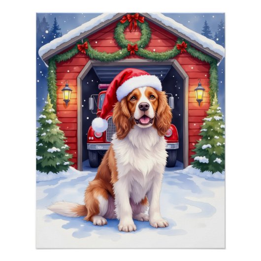 English Springer Spaniel Fire Station Santa Perfect Poster (Voorkant)