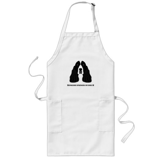 English Springer Spaniel Illustrated Apron Lang Schort (Voorkant)