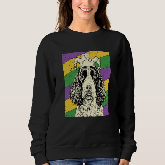 English Springer Spaniel Jester Mardi Gras Dog Mom Trui (Voorkant)