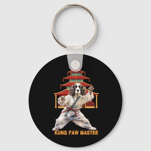 English Springer Spaniel Karate Martial Arts Dog L Sleutelhanger (Voorkant)
