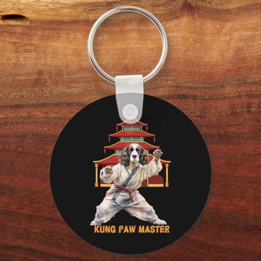 English Springer Spaniel Karate Martial Arts Dog L Sleutelhanger (Voorkant)