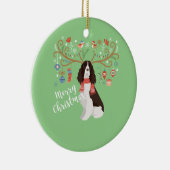 English Springer Spaniel Kerstreindeer Dog Keramisch Ornament (Rechts)