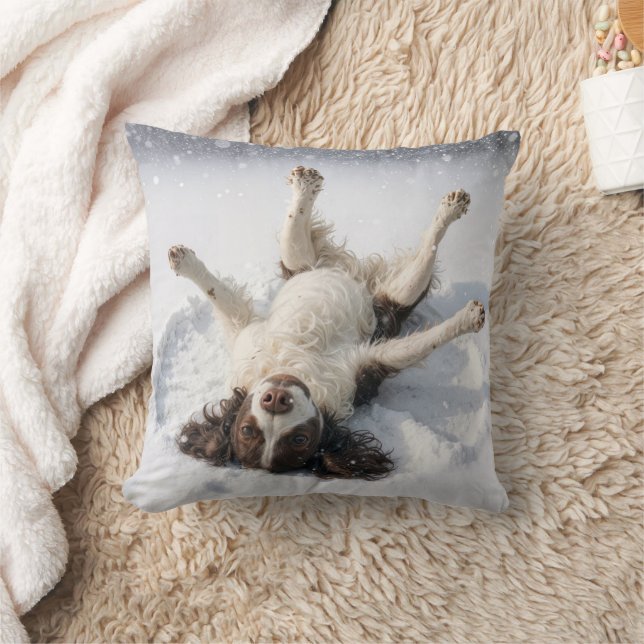 English Springer Spaniel Making a Snow Angel Kussen (Deken)