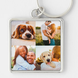 Engravable Metal 4 Photo Square Sleutelhanger