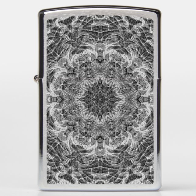 Engraved Charcoal Ghost Mandala Zippo (Voorkant)