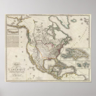 Engraved Map of North Amerika Poster