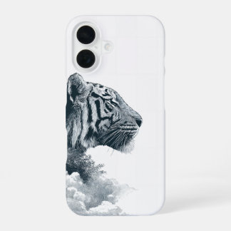 Engraved Tiger Profile Mystic Forest iPhone 16 Hoesje