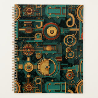 Engrenages Steampunk Bleu Canard Rouge Or