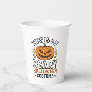 Engstigend Halloween Kostuum Pompoen Vintage Vecto Papieren Bekers
