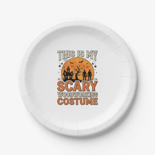 Engstigend houtbewerkingskostuum Halloween Vintage Papieren Bordje