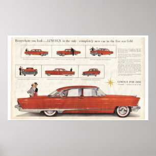 Enhanced 1956 Lincoln Première 4-deurocentervouw A Poster
