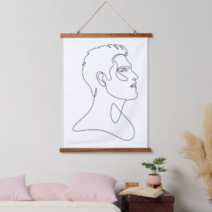 Enige Essentie – Minimalistische Mannelijke Lijnku Hangend Wandkleed