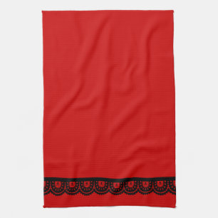 ENIGE KLEUR! Black Skull Lace Tea Towel Theedoek