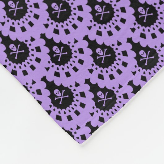 ENIGE KLEUR! Lace Black Ground Fleece Deken (Hoek)