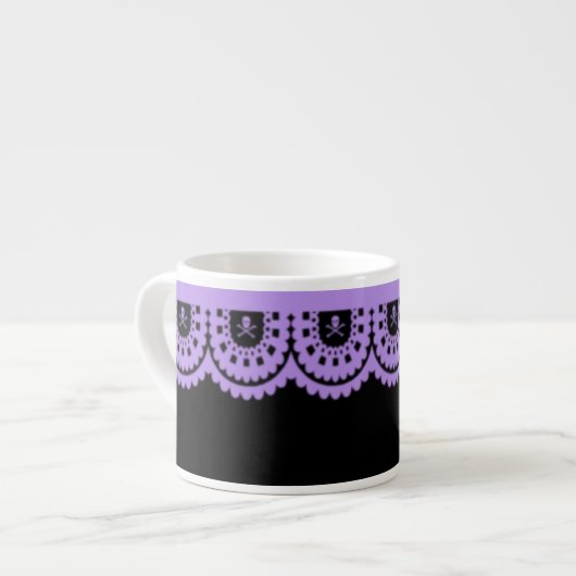 ENIGE KLEUR! Skull Lace Small Tea Cup Espresso Kop (Voorkant links)