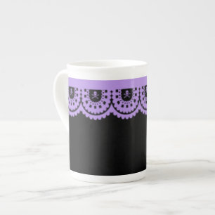 ENIGE KLEUR! Skull Lace Tea Cup Porselein Kop
