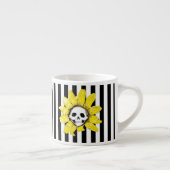 ENIGE KLEUR! STRIPE Skull Sunflower Tiny Tea Cup Espresso Kop (Rechts)