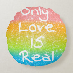 Enige Liefde is Echte Pastel Regenboog Rond Kussen
