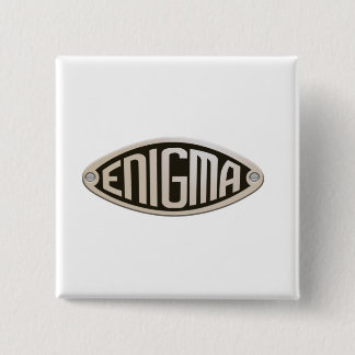 ENIGMA. WWII, CODE-BREAKERS, LOGO. VIERKANTE BUTTON 5,1 CM