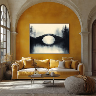 Enigmatic Bridge te midden van mistige reflecties  Poster