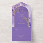 Enigmatische lavender en Gold Paarse bruilding All In One Uitnodiging (Binnen)