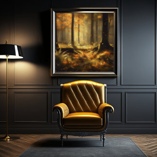 "Enigmatische Oerwouden luifel - mystieke gele Pla Poster