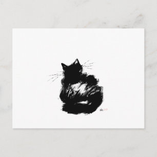 Enigmatische zwarte kat briefkaart