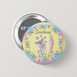 Enigszins houdt van je paashaas ronde button 5,7 cm