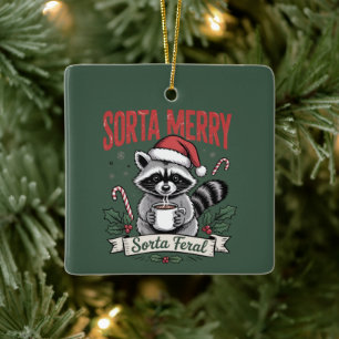Enigszins Kerstmis Enigszins Wild Wasbeer Kerstfee Keramisch Ornament