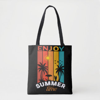 Enjoy Summer Time Retro Beach Tee Draagtas