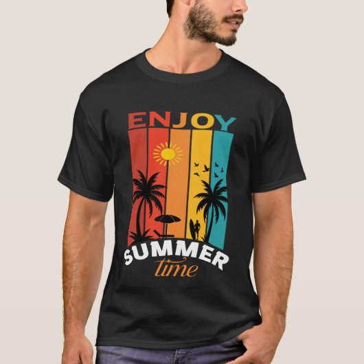 Enjoy Summer Time Retro Beach Tee T-shirt (Voorkant)