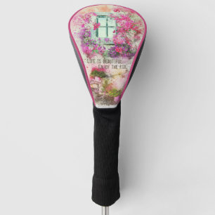 Enjoy The Ride Watercolor Bicycle With Flowers Golfheadcover