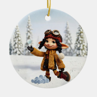 Enjoying A Snow Day Keramisch Ornament