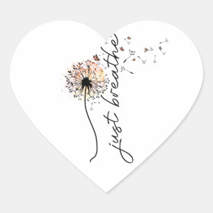 Enkel ademhaling van de dandelion Butterfly Yoga Hart Sticker