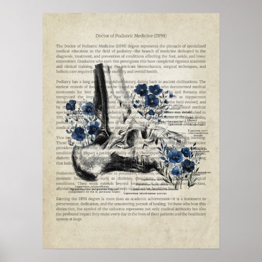 Enkel Anatomie met Blauw Bloemaccent Poster (Voorkant)