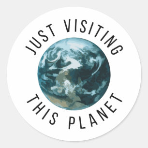 Enkel Bezoekend Deze Planeet Ronde Sticker