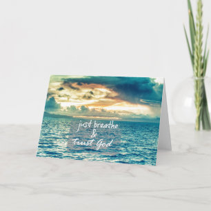 Enkel Breathe en Trust God Faith Quote Kaart