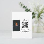 Enkel dier name details QR code add text foto Briefkaart (Staand voorkant)