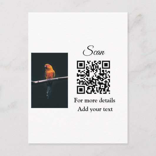 Enkel dier name details QR code add text foto Briefkaart (Voorkant)