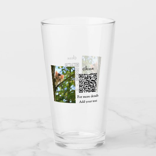Enkel dier name details QR code add text foto Glas (Voorkant)
