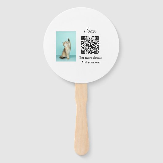 Enkel dier name details QR code add text foto Handwaaier (Voorkant)