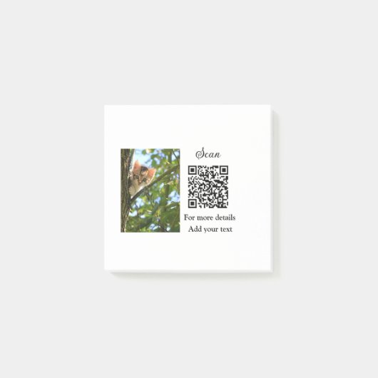 Enkel dier name details QR code add text foto Post-it® Notes (Voorkant)
