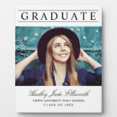 Enkel Elegant Afstuderen Afstuderen witte foto Fotoplaat (Voorkant)