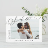 Enkel Elegant Calligraphy Wedding 4 Foto Save The Date (Staand voorkant)