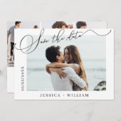 Enkel Elegant Calligraphy Wedding 4 Foto Save The Date (Voorkant / Achterkant)