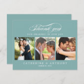 Enkel Elegant Weddenschap Foto Hartelijk dank Bedankkaart (Voorkant / Achterkant)