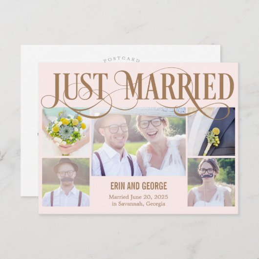 Enkel gehuwde aankondiging briefkaart (Voorkant / Achterkant)